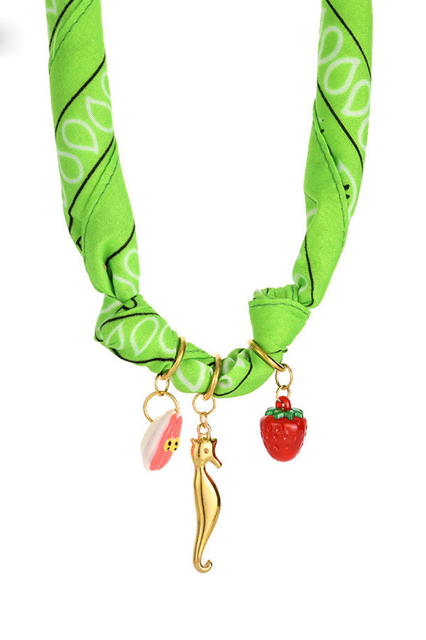 Dopamine Color Silk Scarf Fun Small Item Necklace