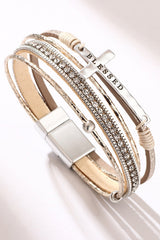 Bohemian Cross Diamond Magnetic Clasp Bracelet