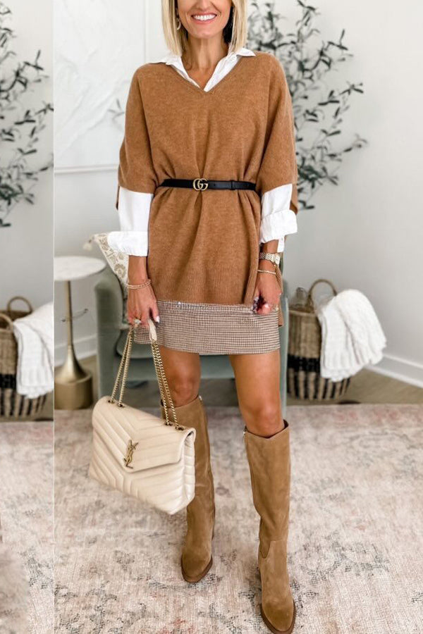 Super Comfortable and Versatile Knit Loose Poncho Sweater