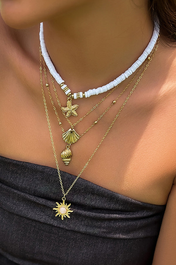Bohemian Sunflower Multi-layer Pearl Shell Necklace