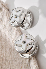 Fashionable Shell Light Luxury Metal Button Earrings