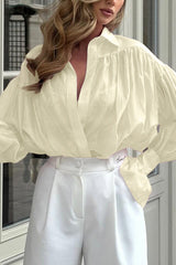 Solid Color Loose See-through Long-sleeved Casual Shirt