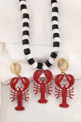 Fashion Lobster Holiday Earrings and Necklace