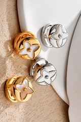 Fashionable Shell Light Luxury Metal Button Earrings
