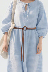 Vintage Silk Scarf Leather Thin Belt