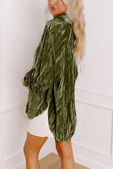 Solid Color Velvet Light-sensitive Drape Loose Shirt