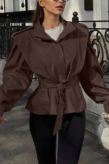 Stylish Long-sleeved Belted Casual Loose Jacket