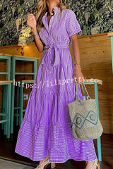 Sunday Morning Stripe Shirt Maxi Dress