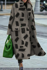 Solid Color Loose Lapel Long Sleeve Button Casual Long Coat