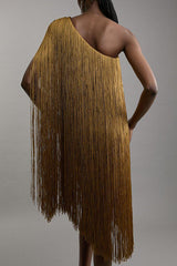 Fashion One-shoulder Slim-fit Elegant Tassel Mini Dress