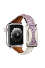 Fashionable Genuine Leather Lychee Pattern Double C Magnetic Buckle Watch Strap