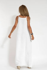 Less Is More Linen Blend Cami Slit Maxi Dress