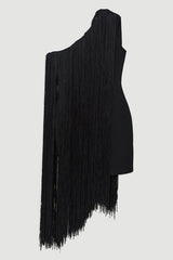 Fashion One-shoulder Slim-fit Elegant Tassel Mini Dress