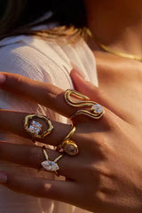 Elegant Zircon Geometric Titanium Steel Ring