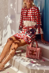 Unique Print V-Neck Loose Holiday Mini Dress