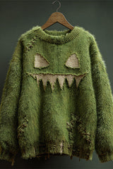 Halloween Print Loose Round Neck Long Sleeve Casual Sweatshirt