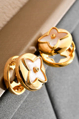 Fashionable Shell Light Luxury Metal Button Earrings