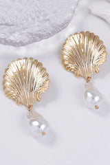 Fashionable Light Luxury Alloy Scallop Imitation Pearl Earrings