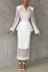 Perfectly Shaped Organza V-neck Long Sleeve Hourglass Cut Blazer