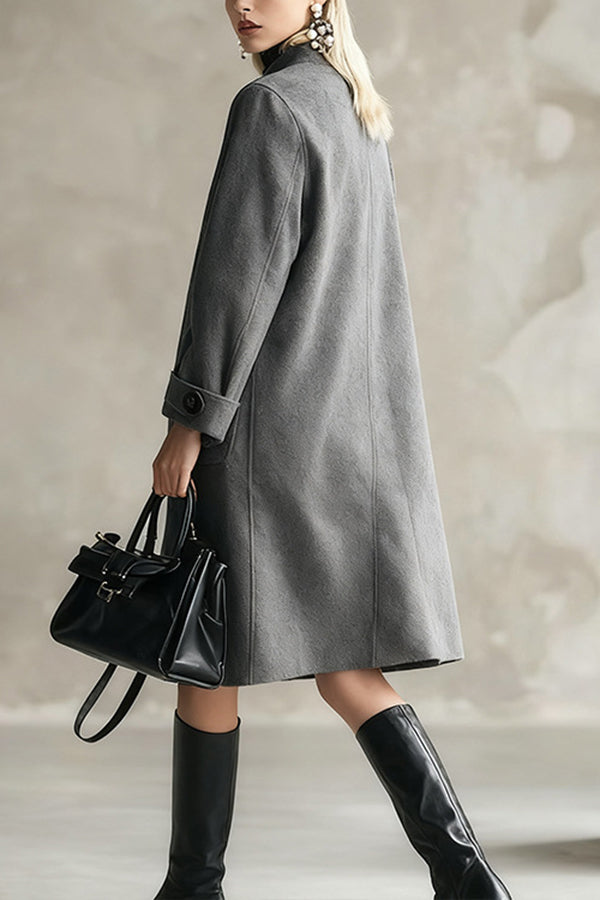 Stylish Long-sleeved Button-down Casual Long Coat