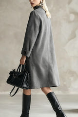Stylish Long-sleeved Button-down Casual Long Coat