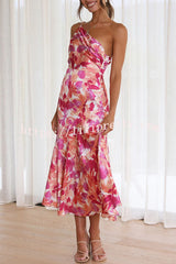 Buy Myself Flowers Floral One Shoulder Midi Dress
