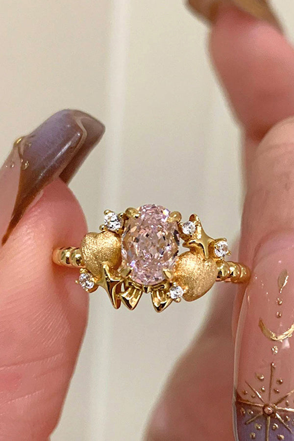 Fashionable Sparkling Pink Diamond Ring