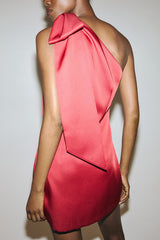 Perfect Holiday Date Oversized Bow Detail One Shoulder H-line Mini Dress