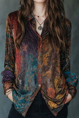 Unique Print Retro Long-sleeved Casual Shirt