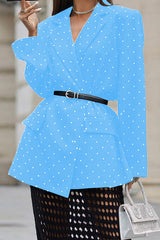 Fashionable Polka Dot Print Lapel Long-sleeved Loose Blazer
