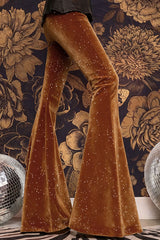 Stylish Velvet High-waisted Draped Casual Flared Pants