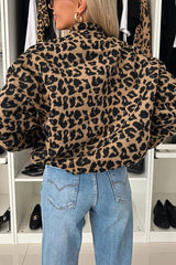 Leopard Print Loose Long-sleeved Pocket Casual Jacket