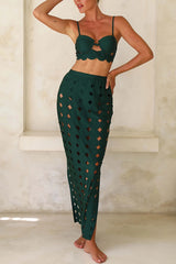 Elegant Openwork Slit Vacation Maxi Skirt