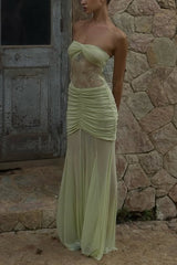 Fashion Lace Splicing Sexy Sleeveless Off-shoulder Slim Maxi Dress