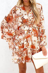 Upon The Harvest Floral Bell Sleeve Mini Dress