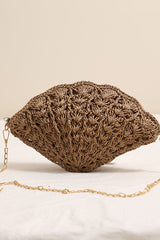 Fairy Shell Hollowed-Out Crossbody Straw Bag