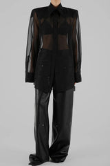 Retro Sheer Loose Long-sleeved Casual Shirt