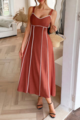 Resort Style Halter Backless Casual Midi Dress