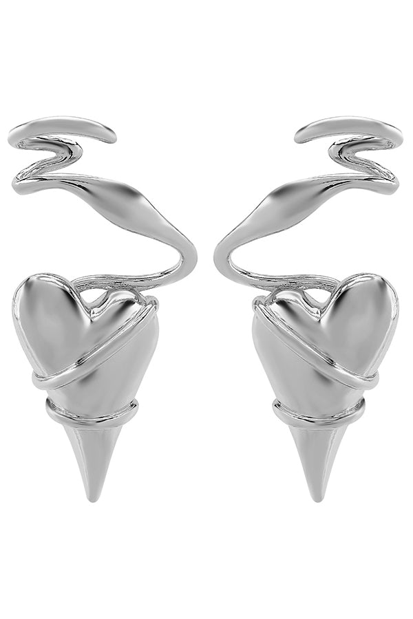 Fashionable Thorn-wrapped Heart Earrings