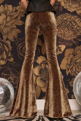 Stylish Velvet High-waisted Draped Casual Flared Pants