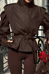 Stylish Long-sleeved Belted Casual Loose Jacket