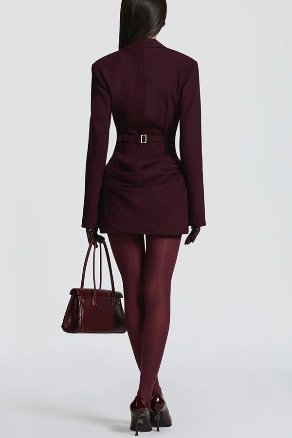 Solid Color Slim-fit V-neck Elegant Draped Formal Mini Dress