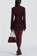 Solid Color Slim-fit V-neck Elegant Draped Formal Mini Dress