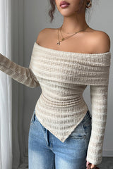 Elegant Off Shoulder Long-sleeved Slim-fit Knit Top