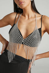 Sexy Rhinestone Tassel Mesh Body Chain