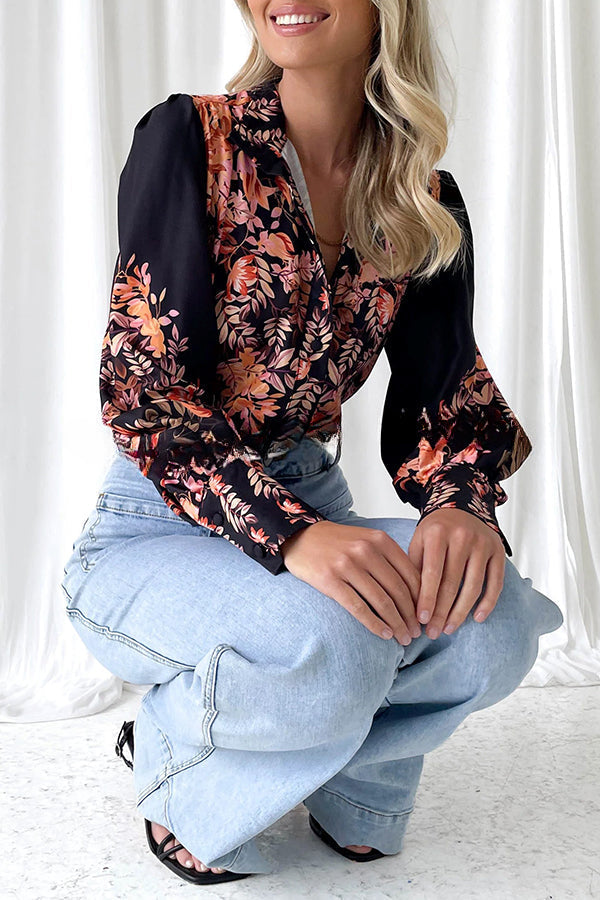 Autumn Off The Look Floral Print Single Breasted Blouse