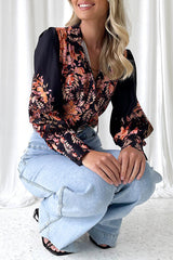 Autumn Off The Look Floral Print Single Breasted Blouse