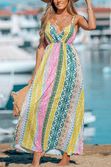 Stroll The Beach Colorblock Paisley Printed Cami Maxi Dress
