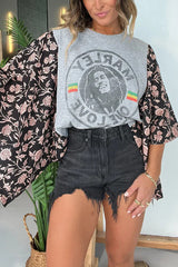 Unique Ethnic Print Batwing Sleeve Loose Top