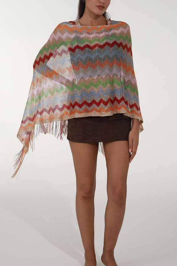 Fashionable Colorful Knitted Sunscreen Beach Shawl